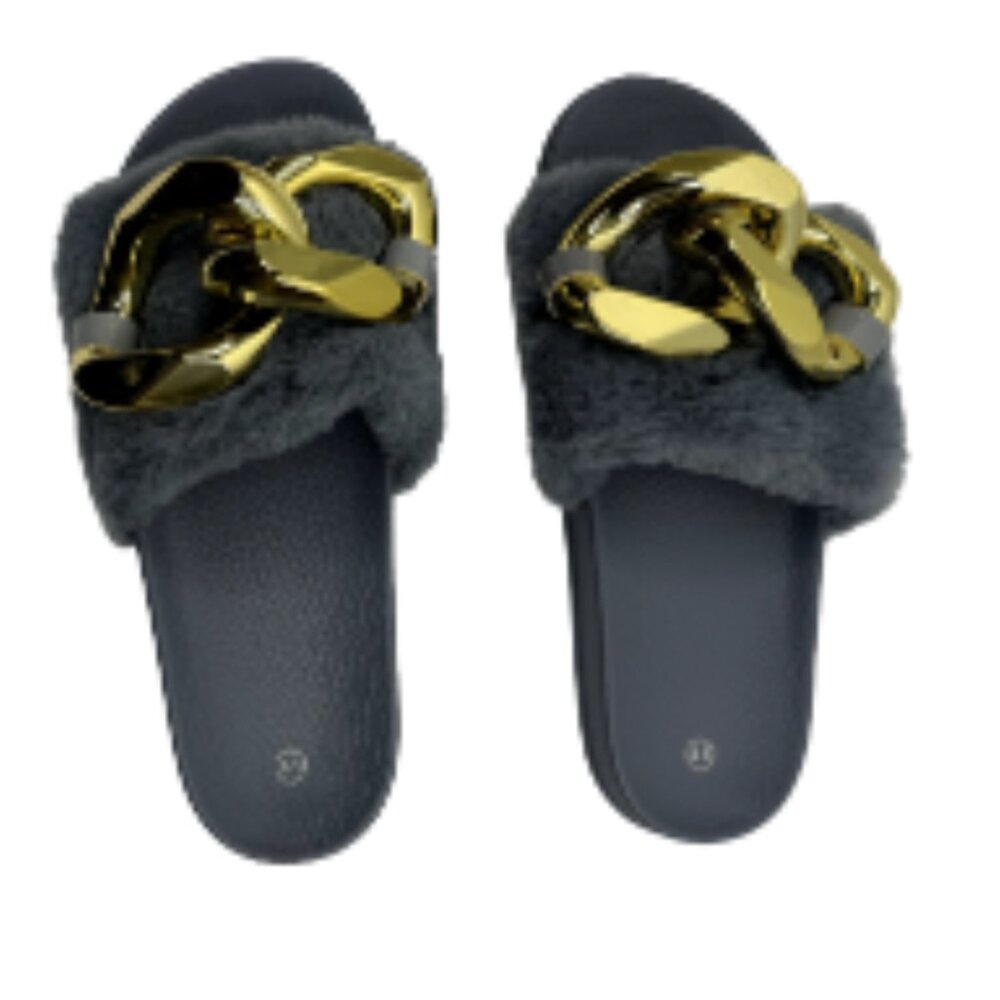 Women's Gray Flip Flop with Chain Size: 41 - Picture 2 of 3